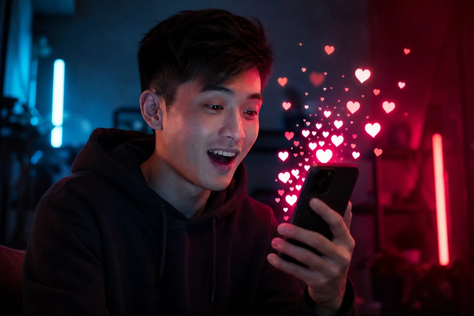 Person viewing Instagram on smartphone with vibrant social feed