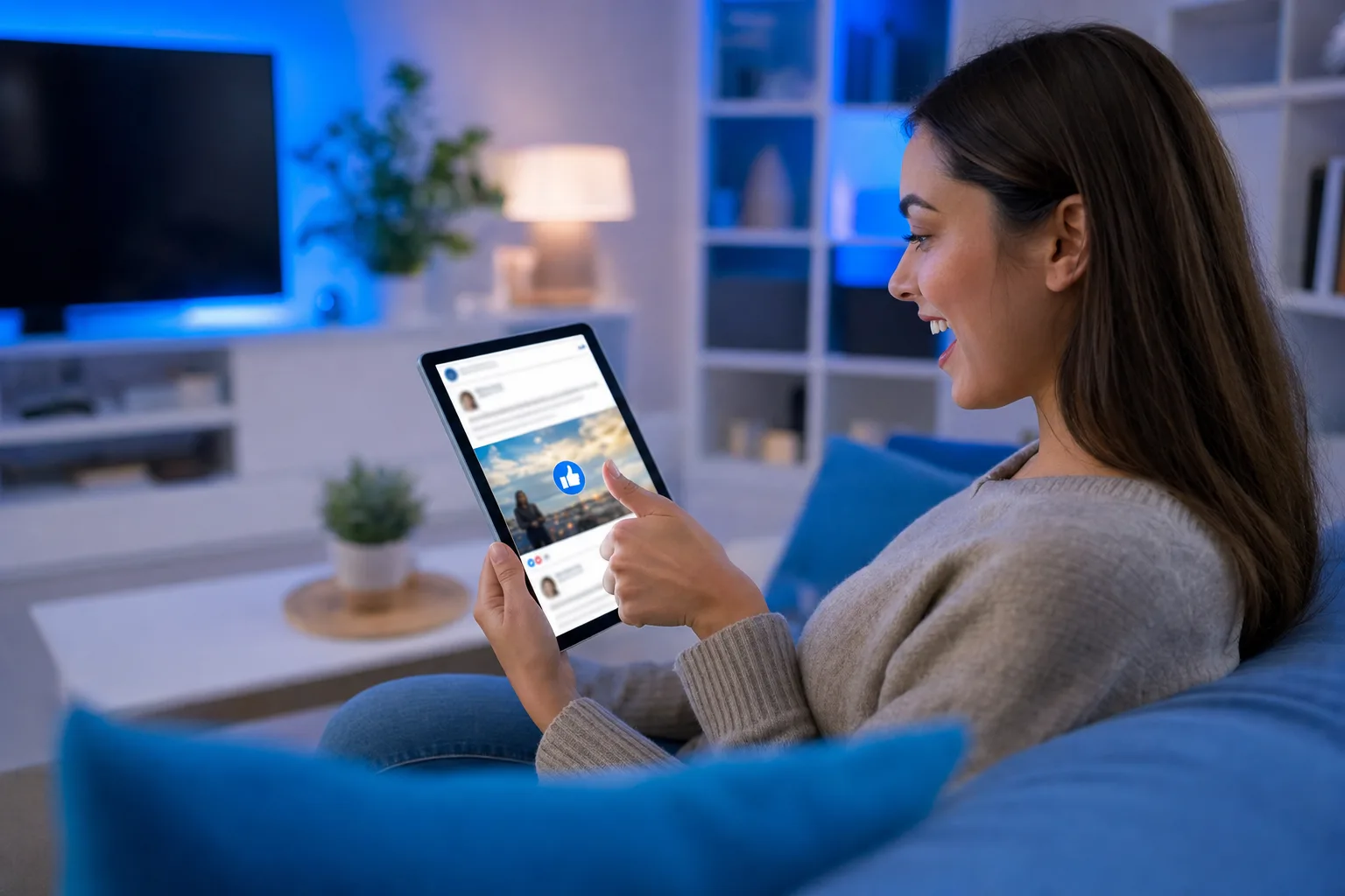 Person viewing TikTok on smartphone with vibrant social feed