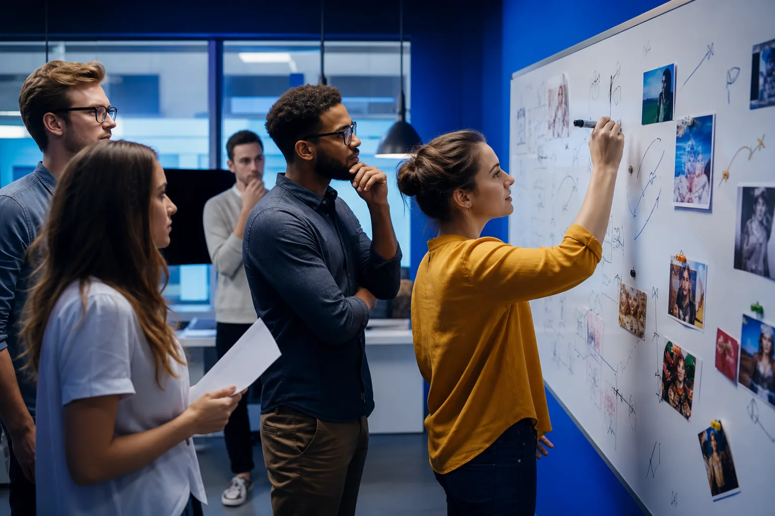 Group of creators and friends connected through social media